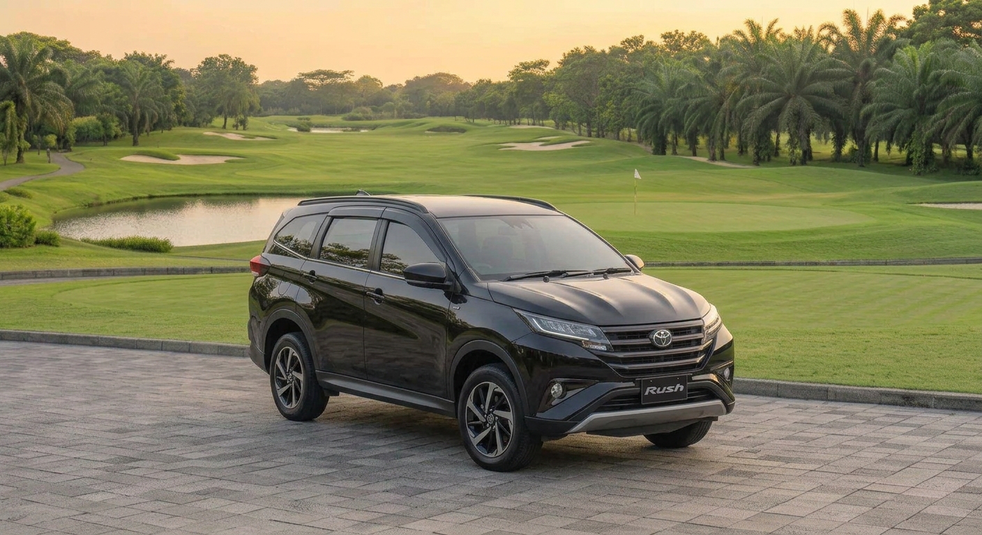 Toyota Rush putih sporty di jalan kota, SUV kompak tangguh untuk keluarga aktif