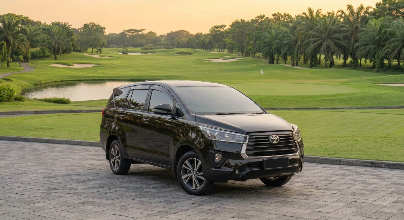 Toyota Innova Reborn hitam elegan di jalan tol, MPV premium diesel bertenaga untuk perjalanan jauh